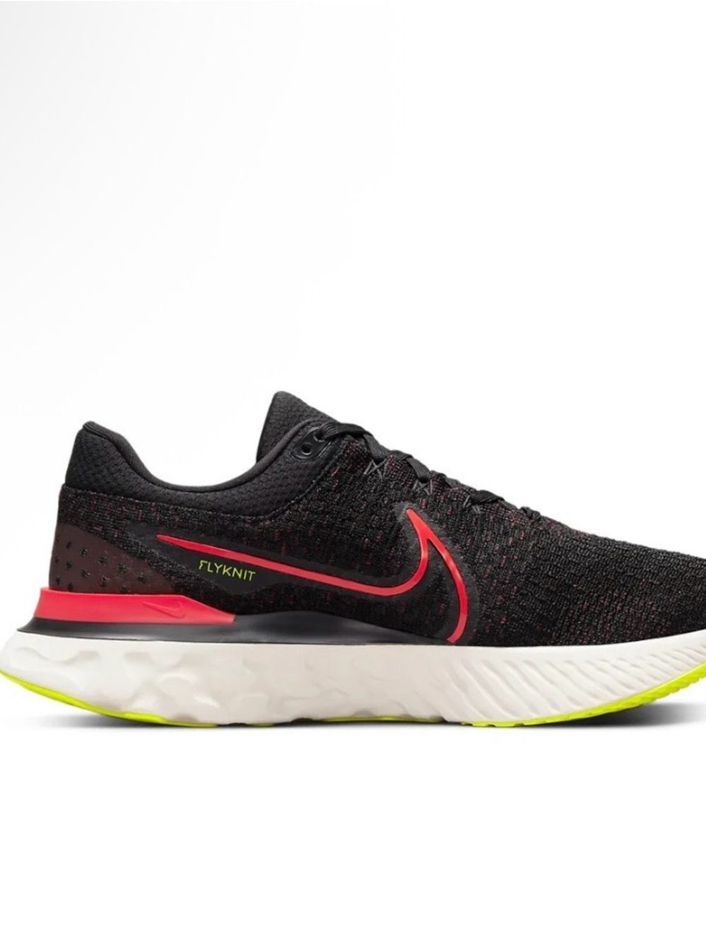 Nike React Infinity Run Flyknit 3 — Black/Red/Neon Yellow